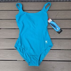 TYR Women's Solid Teal Tank One Piece Control Fit Bathing Suit Sz 8 NWT